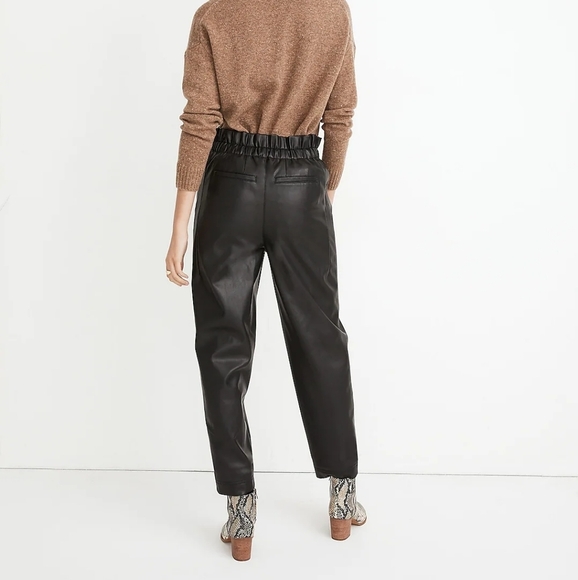 Madewell Vegan Leather Pull-On Paperbag Pants - Picture 4 of 14